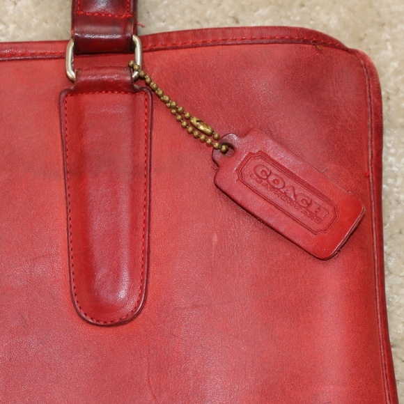 Vintage COACH Bonnie Cashin 1970’s LEATHER Red Leather Slim Satchel Bag Purse - Picture 2 of 7